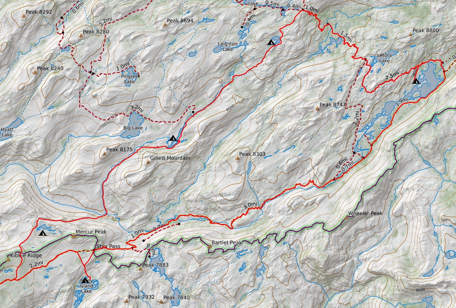 Topographic overview of the Cherry-Huckleberry loop